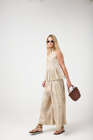 Daisy Metallic Linen Top - Snake Print