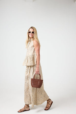 Daisy Metallic Linen Top - Snake Print
