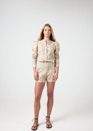 Frida Metallic Linen Shorts - Snake Print