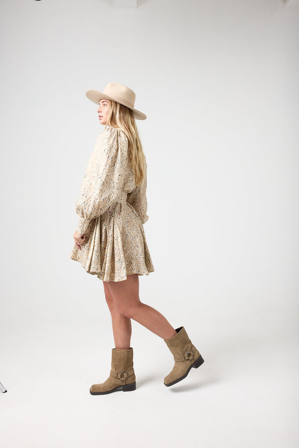 Camille Metallic Linen Dress - Snake