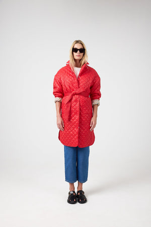 Nikoa Nylon Quilted Jacket - Red