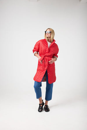 Nikoa Nylon Quilted Jacket - Red
