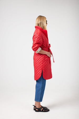 Nikoa Nylon Quilted Jacket - Red