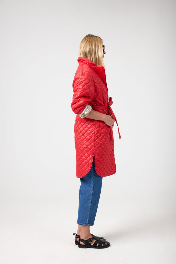 Nikoa Nylon Quilted Jacket - Red