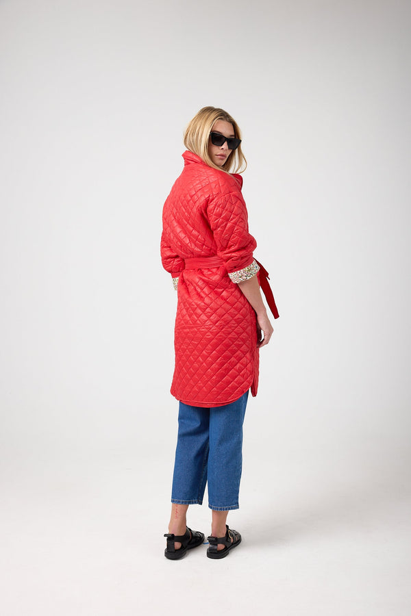 Nikoa Nylon Quilted Jacket - Red