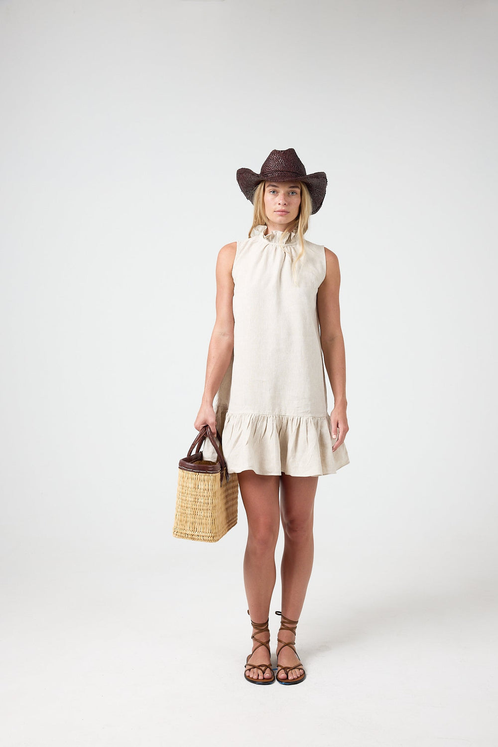Daisy Short Linen Dress - Natural