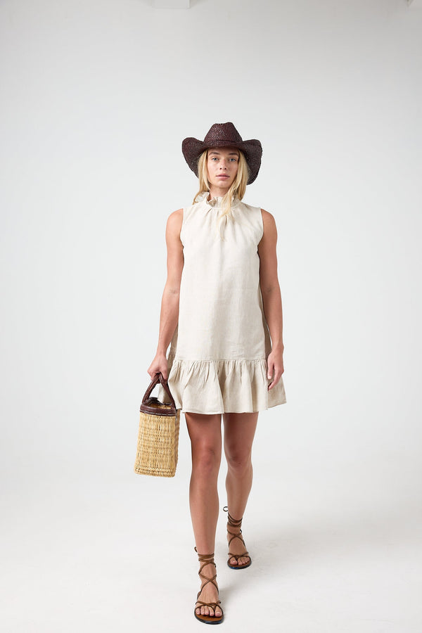Daisy Short Linen Dress - Natural