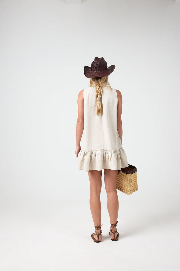 Daisy Short Linen Dress - Natural