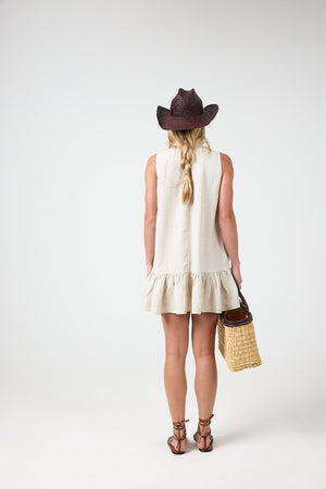 Daisy Short Linen Dress - Natural