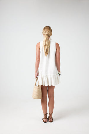 Daisy Short Linen Dress - Off White