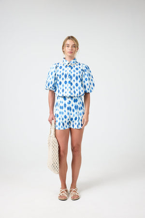 Frida Linen Shorts - Hamptons Print