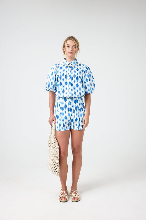 Frida Linen Shorts - Hamptons Print