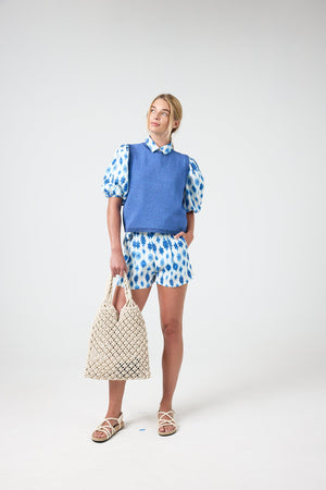 Frida Linen Shorts - Hamptons Print