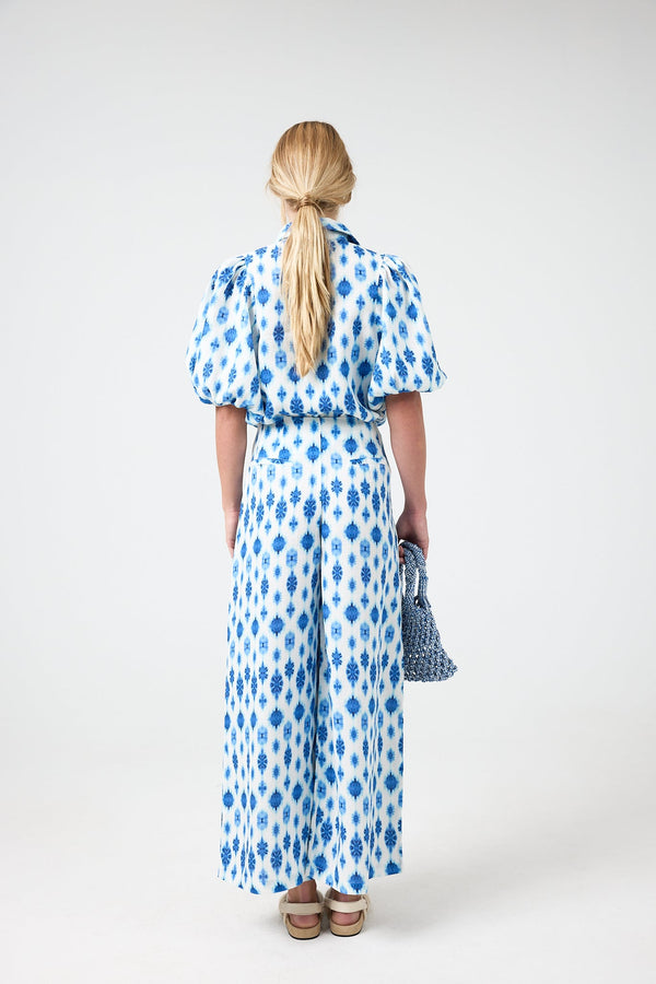 Culotte Linen Pants - Hamptons Print