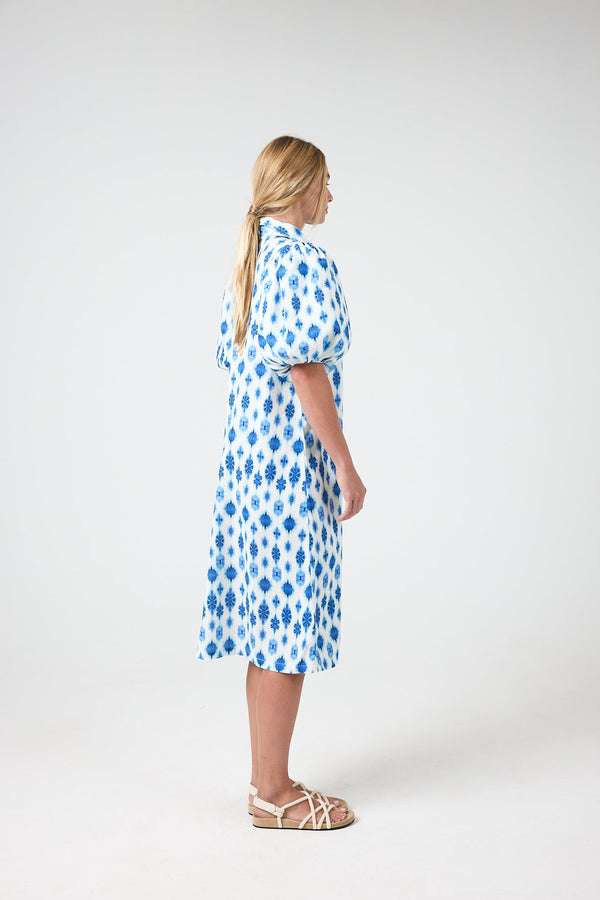 Angel Linen Dress - Hamptons Print
