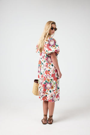 Angel Linen Dress - Full Bloom Print
