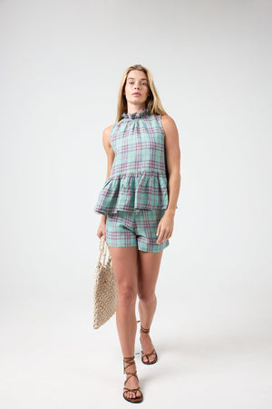 Frida Linen Shorts - Palma Checks