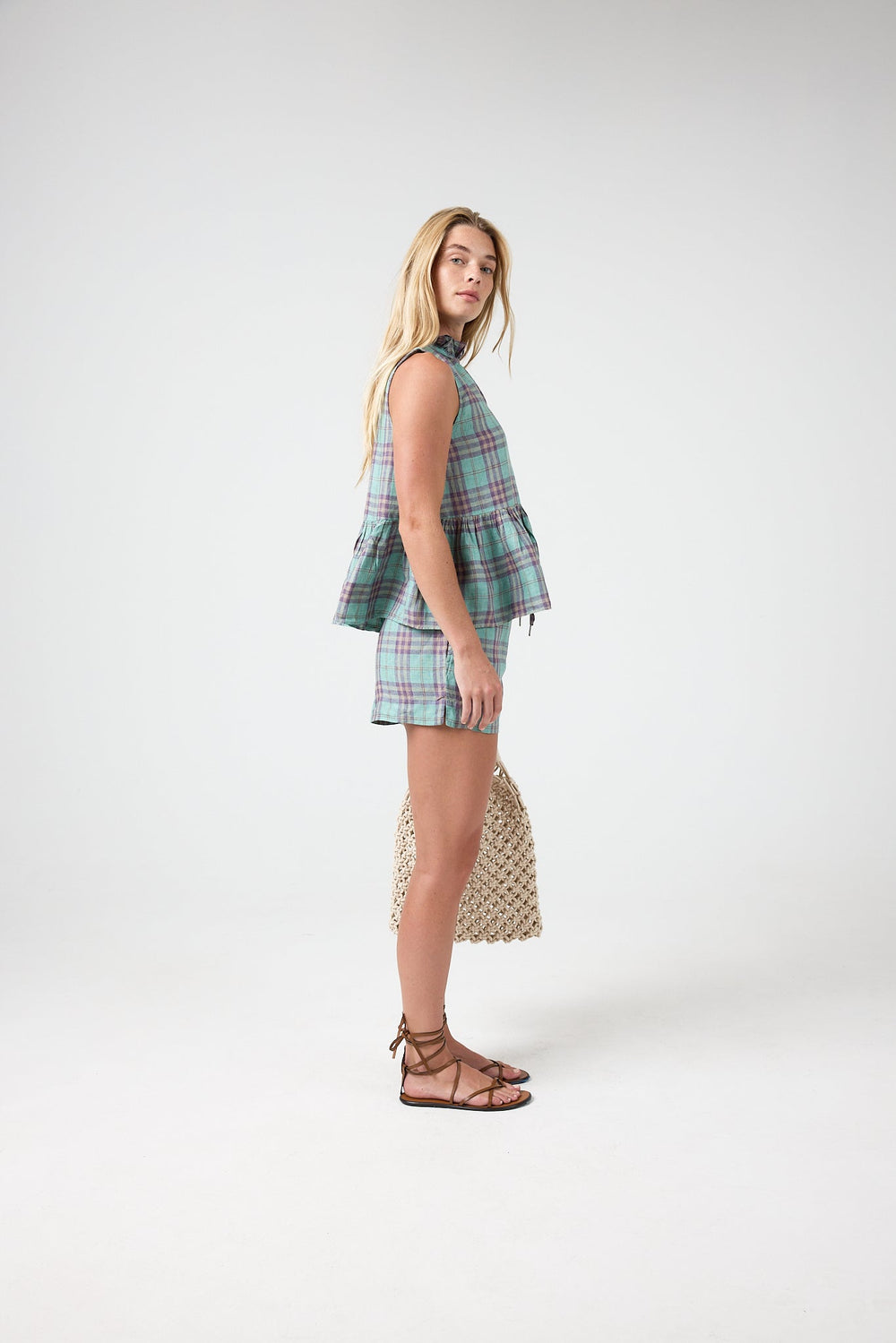 Frida Linen Shorts - Palma Checks