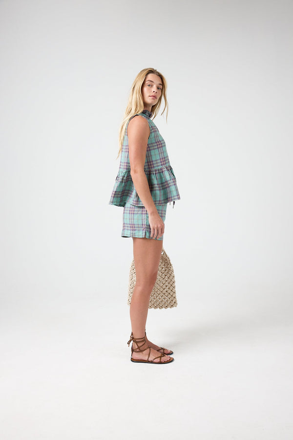Frida Linen Shorts - Palma Checks