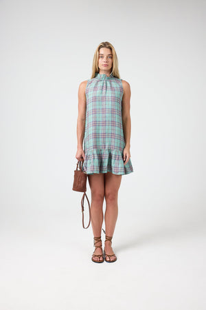 Daisy Short Linen Dress - Palma Checks