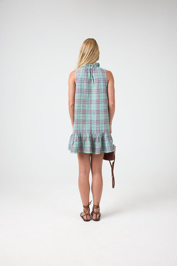 Daisy Short Linen Dress - Palma Checks