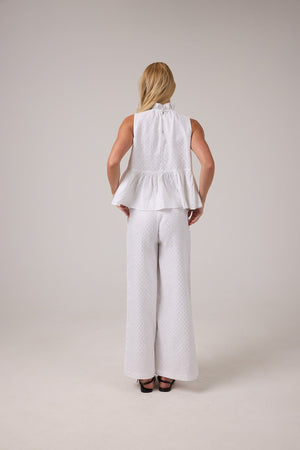 Cape Linen Pants - White with Silver