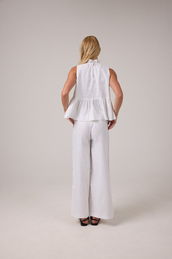 Cape Linen Pants - White with Silver