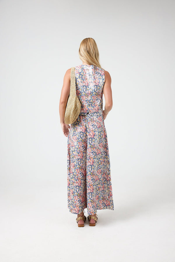 Sabi Metallic Linen Pants - Florece Print