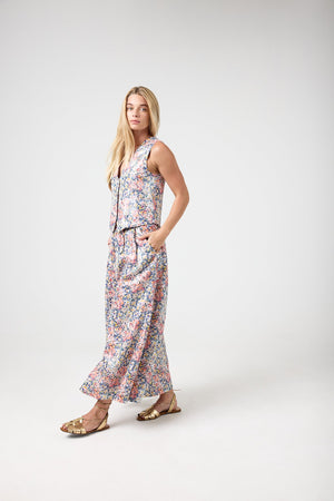 Sabi Metallic Linen Pants - Florece Print