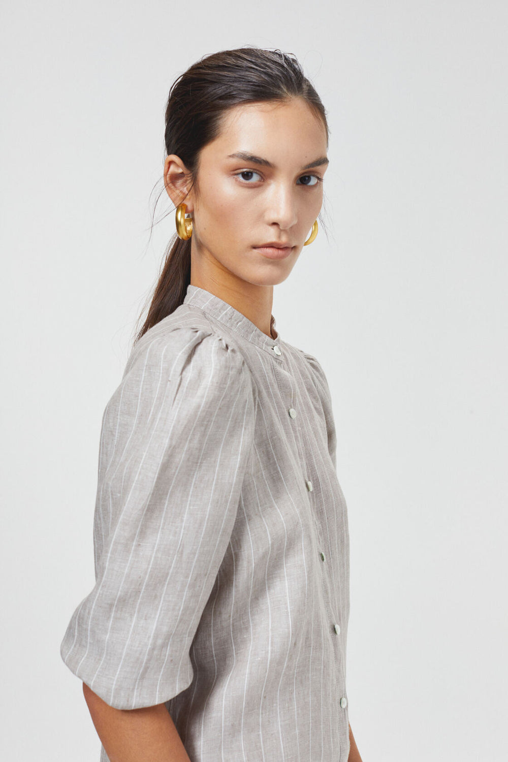 Meknes Linen Shirt - Beige Stripes