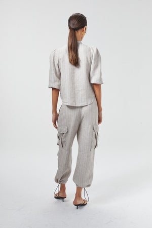 Meknes Linen Shirt - Beige Stripes