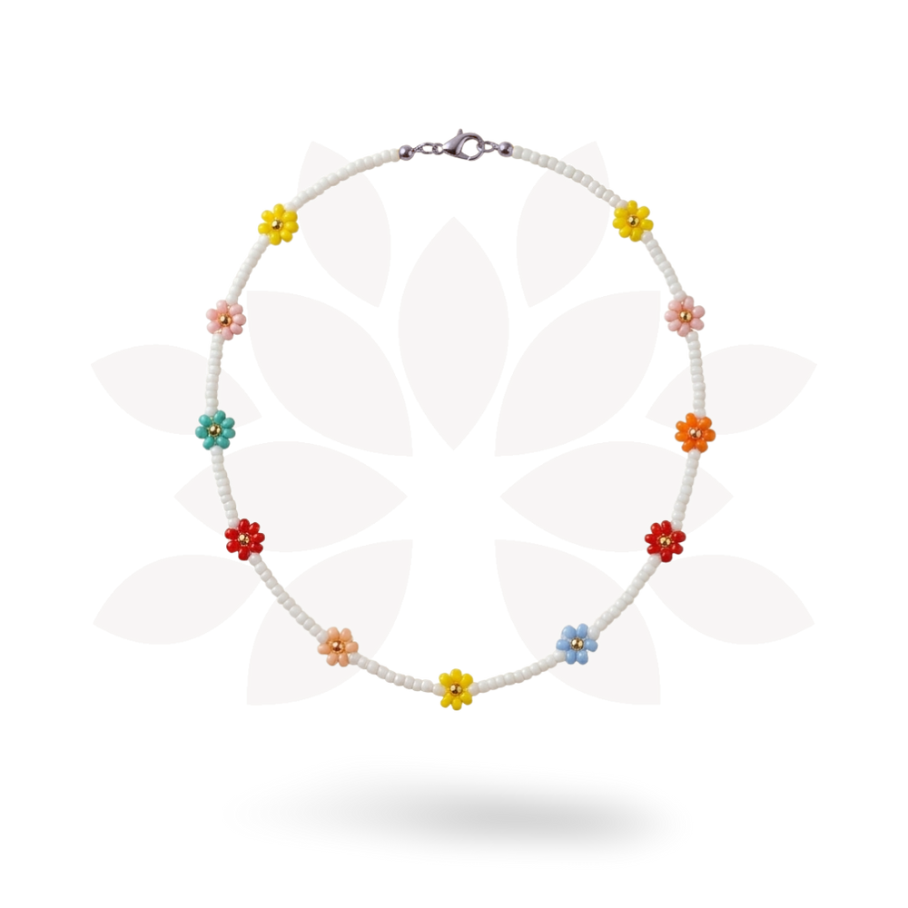 Daisy Seed Bead Floral Boho Choker - Guatemala