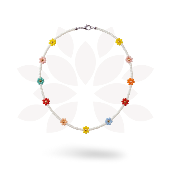 Daisy Seed Bead Floral Boho Choker - Guatemala