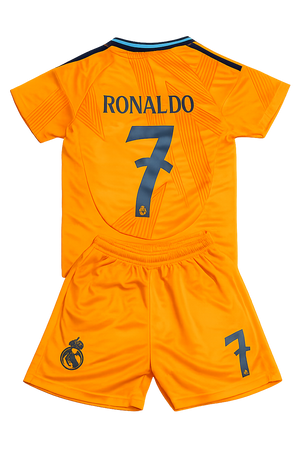 Ronaldo 7 Real Madrid Away Orange 3rd Jersey Toddler/Youth Soccer Jersey Kids Kit