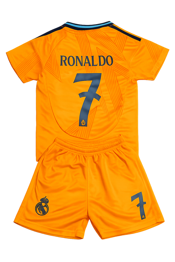 Ronaldo 7 Real Madrid Away Orange 3rd Jersey Toddler/Youth Soccer Jersey Kids Kit