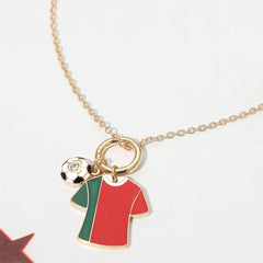 Portugal Soccer Ball Jersey Charm Toggle Pendant Necklace