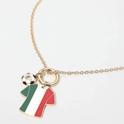 Italy Soccer Ball Jersey Charm Toggle Pendant Necklace