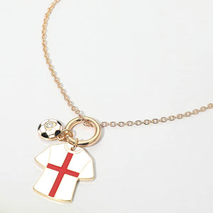 England Soccer Ball Jersey Charm Toggle Pendant Necklace