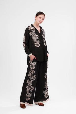 Silk Shirt Blossom Black