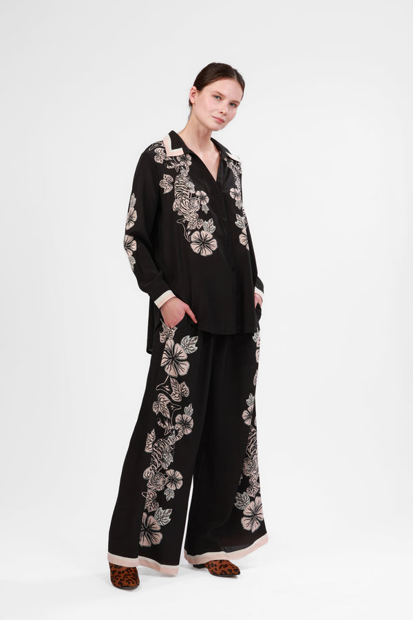 Silk Shirt Blossom Black