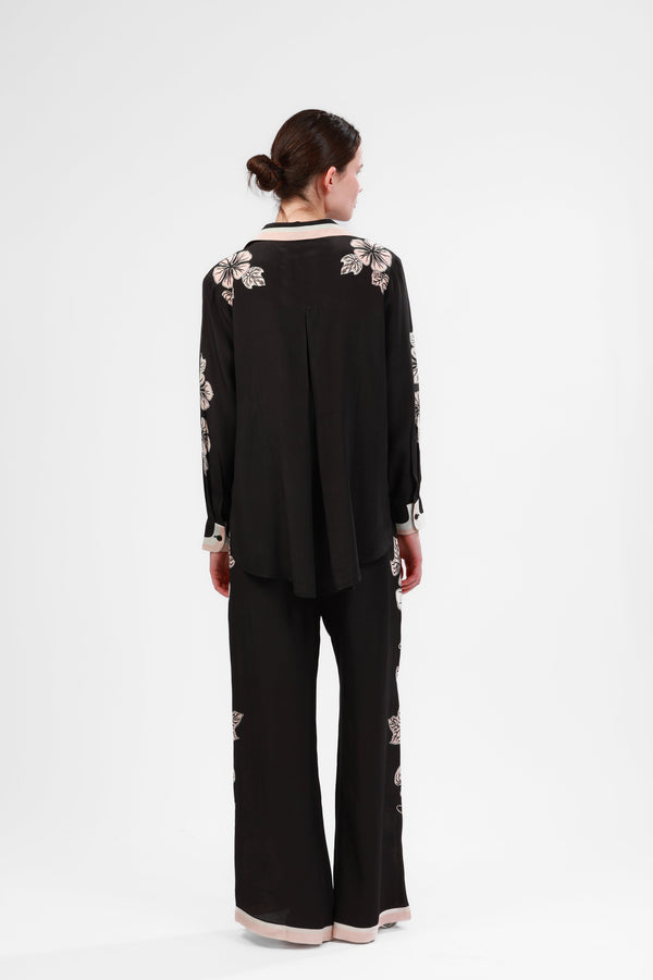 Silk Pant Blossom Black