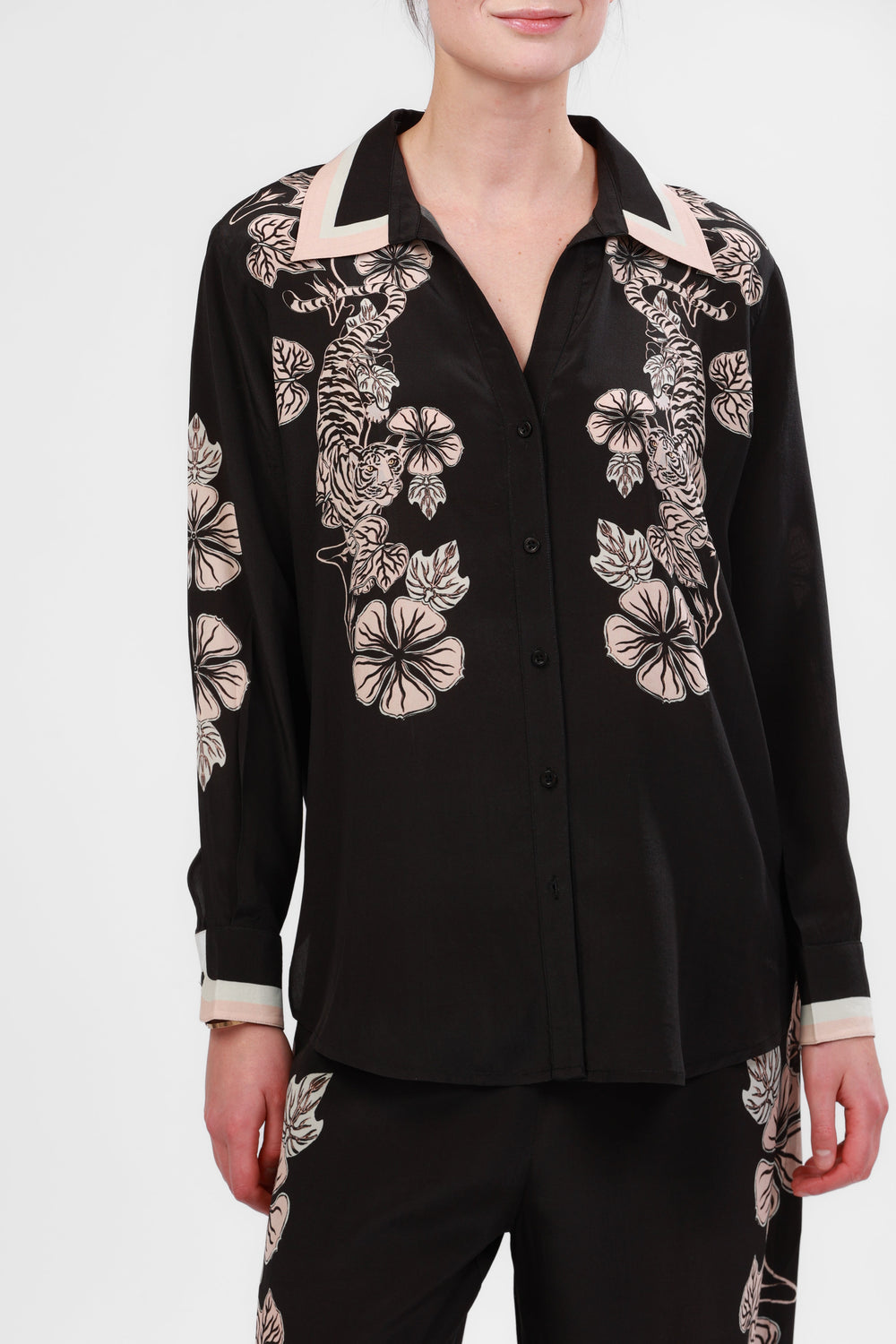 Silk Shirt Blossom Black
