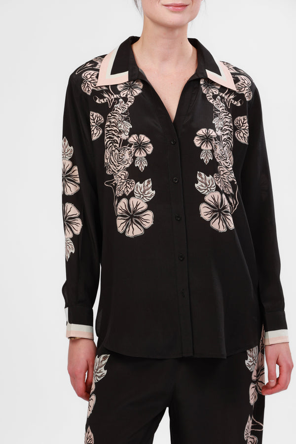 Silk Shirt Blossom Black