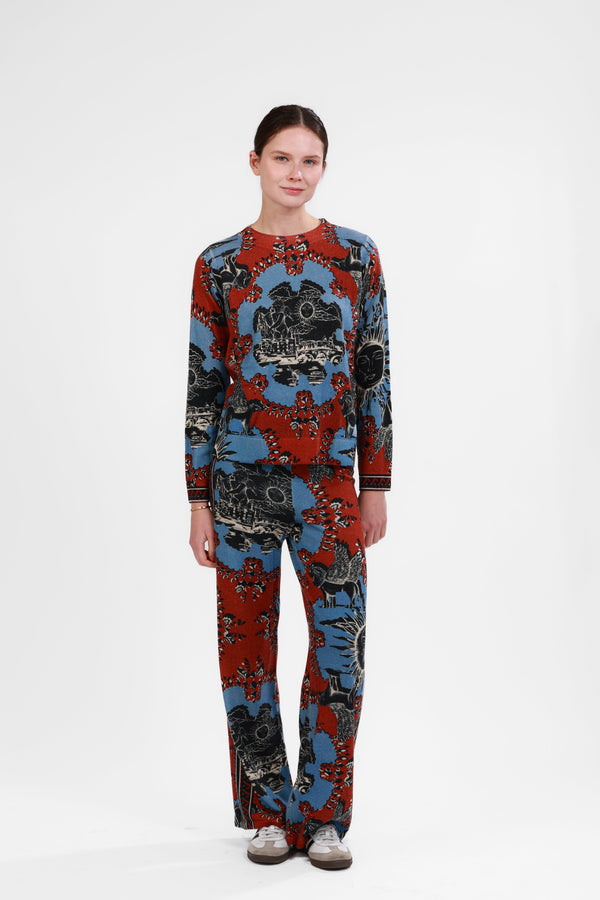 Pant Cashmere Italian Coast Red & Blue