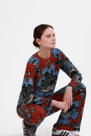 Sweater Cashmere Italian Coast Red & Blue