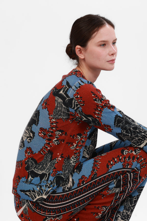 Sweater Cashmere Italian Coast Red & Blue