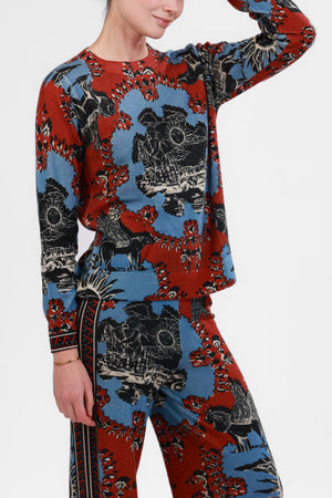 Sweater Cashmere Italian Coast Red & Blue
