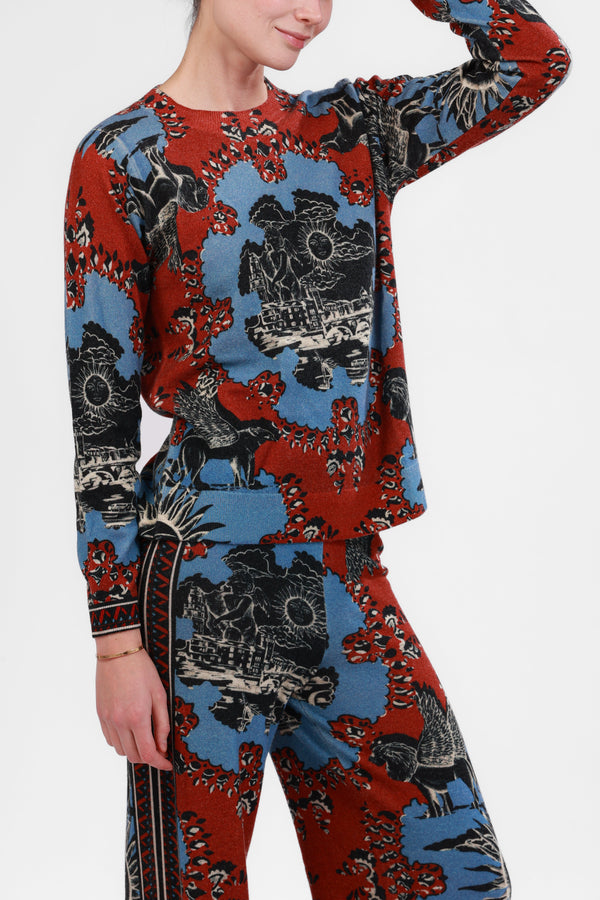 Sweater Cashmere Italian Coast Red & Blue