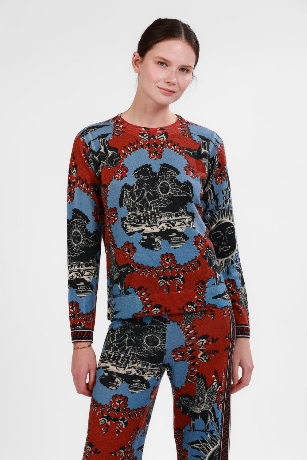 Sweater Cashmere Italian Coast Red & Blue