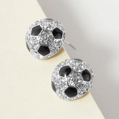 Rhinestone Embellished Soccer Stud Earrings